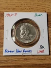 1962 D Franklin Half Dollar BU Uncirculated Mint State 90% Silver Very LUSTEROUS