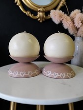 Blush Pink Hand Painted Scandinavian Folk Art Inspired Candle Holders
