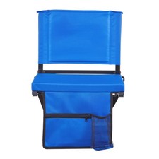 Lightweight Bleacher Seat w/ Mesh Storage Zippered Pocket Blue