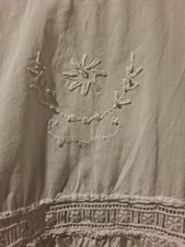 Vintage Embroidered White Baby Christening Baptism Dress 24" Long