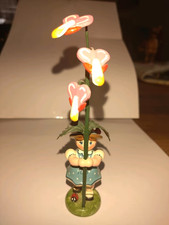 Original Hubrig Erzgebirge Blumenmädchen mit tränenden Herz, Volkskunst