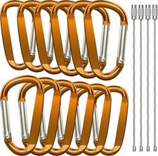 3" Aluminum Carabiner Clips, 12PCS D Ring Shape Keychain Carabiners Hook Buckle
