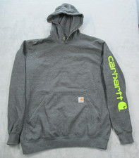 Carhartt Loose Fit Pullover Hoodie Sweatshirt Men  s Medium Sleeve Logo Gray