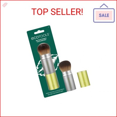 EcoTools Retractable Face Makeup Brush, Kabuki Brush for Foundation, Blush, Bron