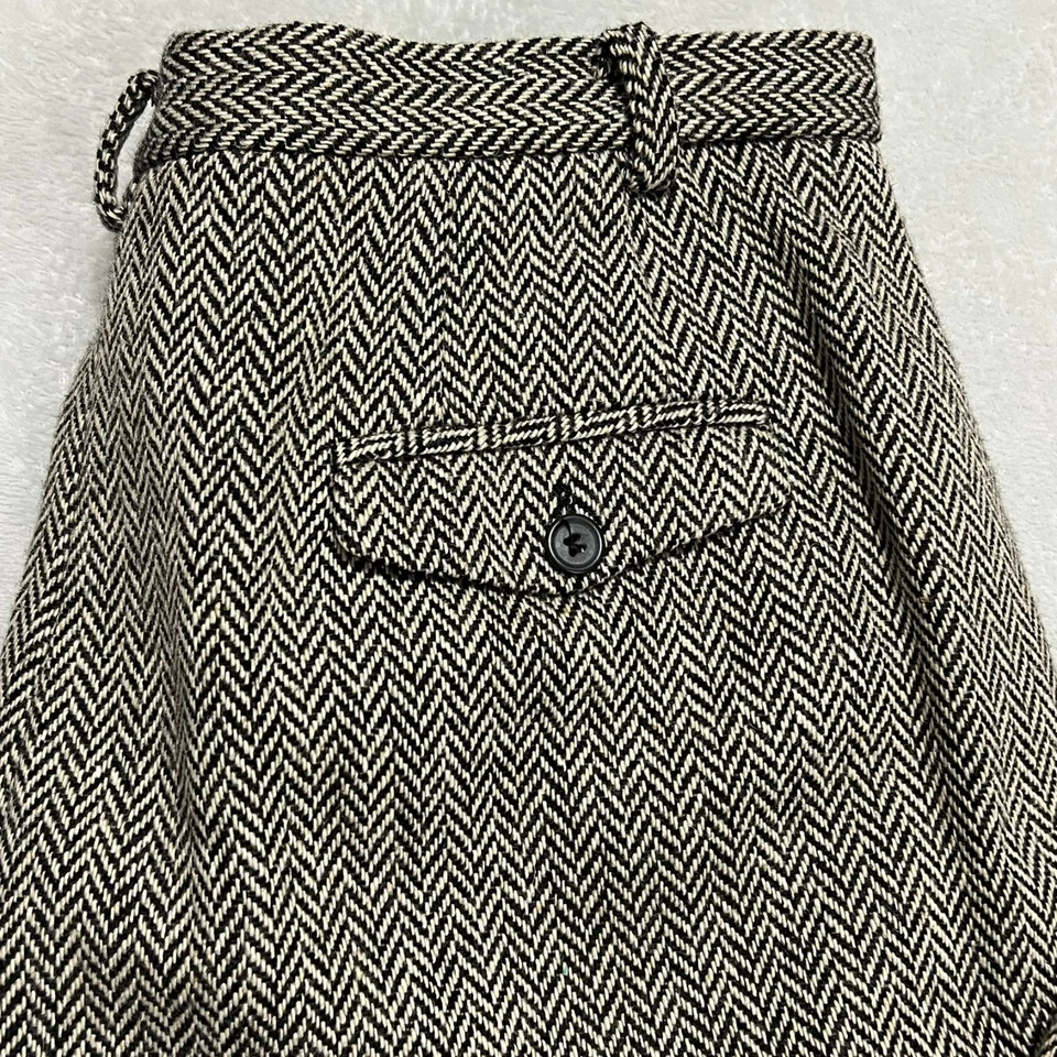 Pantalones vintage Ann Taylor para mujer 14 negro crema mezcla de lana espiga tiro alto Foto 3 de 4
