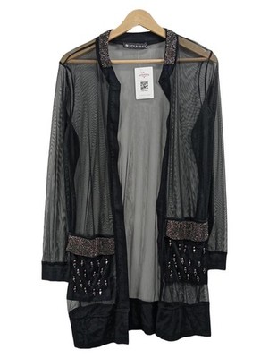 Cipo & Baxx Damen Strickjacke Schwarz Gr. 38 M Glamourös Strasssteine