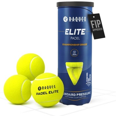 Raquex Padel Tennisbälle 3er Tube - Elite, zwei Druckoptionen, FIP zugelassen