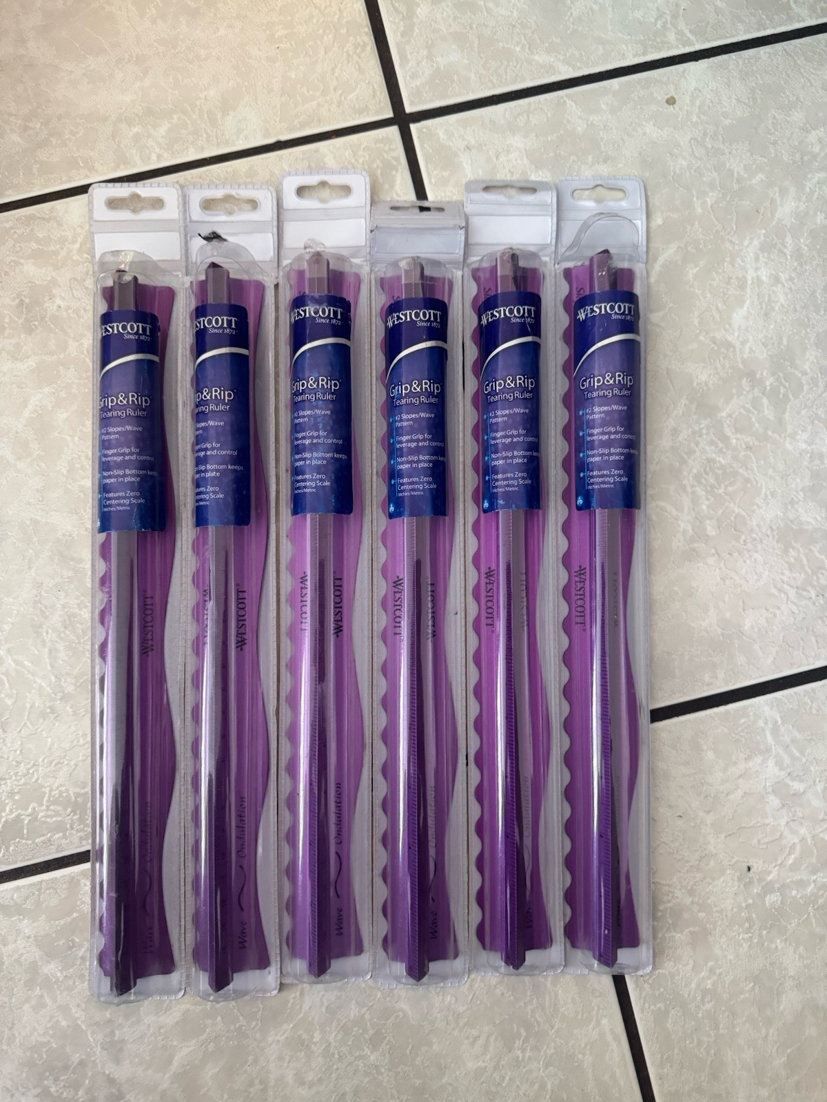 Ripping Ruler 6x Westcott Grip & Rip Tearing Ruler - Slopes & Waves PURPLE 14047 Lot ...