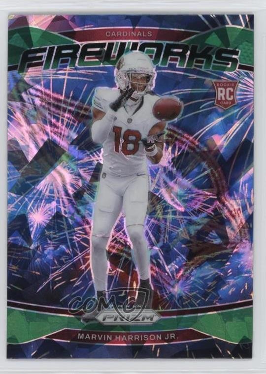 2024 Panini Prizm Fireworks Green Ice Prizm Marvin Harrison Jr #20 Rookie RC