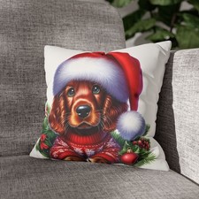 Christmas Puppy Dog Holiday Pillow Throw Cushion Couch Head Relax