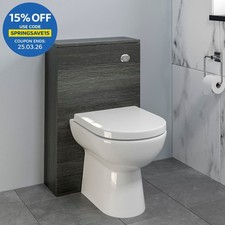 Bathroom Toilet Concealed Cistern Unit Pan Soft Close Seat Charcoal Grey 500mm