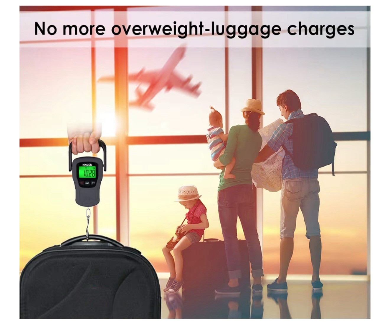 Digital Hanging Luggage Scale with Comfortable Handle and Large Hook, 110lb,2pcs