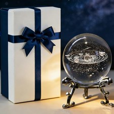 Crystal Ball with Stand Gift Boxed Laser Engraved Glass 3D Solar System