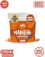 ManiLife Deep Roast Smooth Peanut Butter, 900g Tub Rich and Intense Vegan Peanut