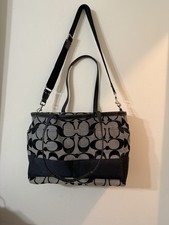 Vintage Y2K COACH Signature Stripe Jacquard Diaper Baby Bag Tote Purse F17443