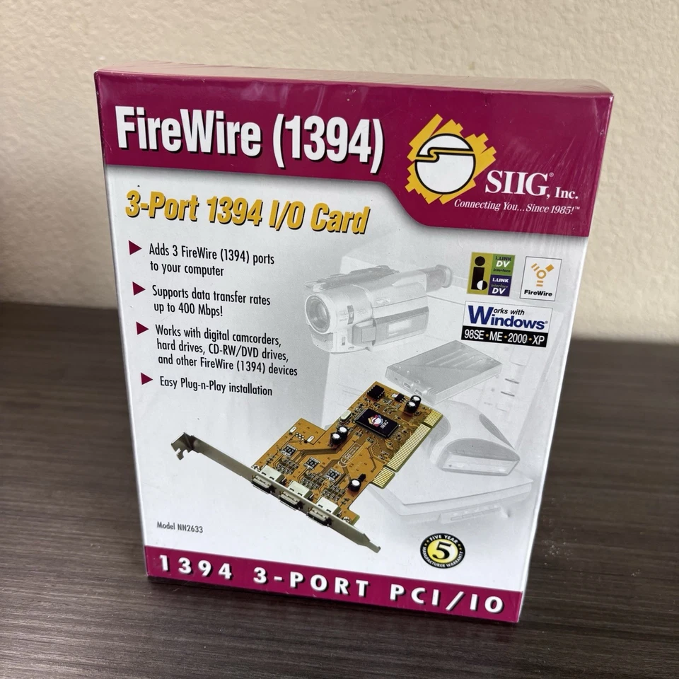 SIIG 1394 I/O 3 Port PCI Firewire Adapter Card NN2633 - Image 3 of 4