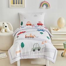4 Pieces Cars Bedding Set for Boys,Soft Bed Set in a Bag,Bed Comforter Set In...