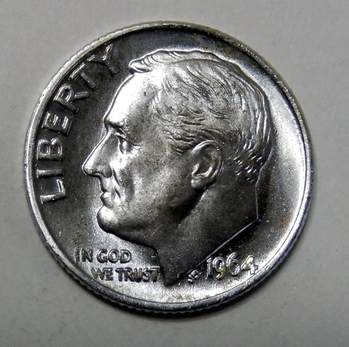 @ Spot Price ~  1964 Roosevelt 90% Silver Dime   10¢ Cent silver coin ~ UNC