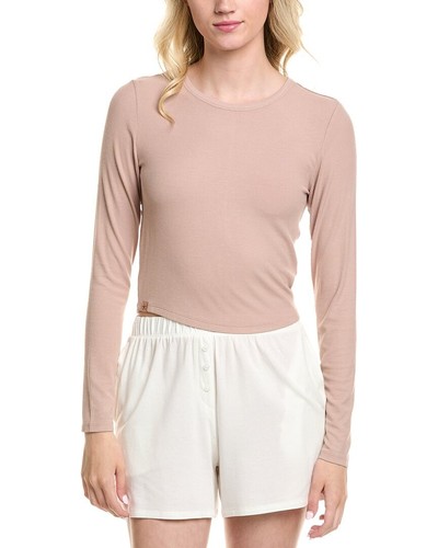 Barefoot Dreams Malibu Collection Ultra Soft Rib Top Women's Brown Xs
