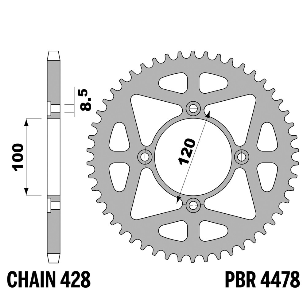 Pignon arrière PBR de précision 60 dents Ergal pas 428 pour Betamotor RR 125 Enduro