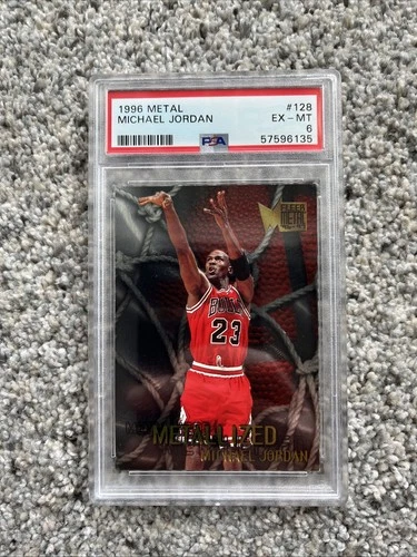 1996-97 Fleer Metal Metallized #128 Michael Jordan PSA 6 Graded Card 96-97 NBA