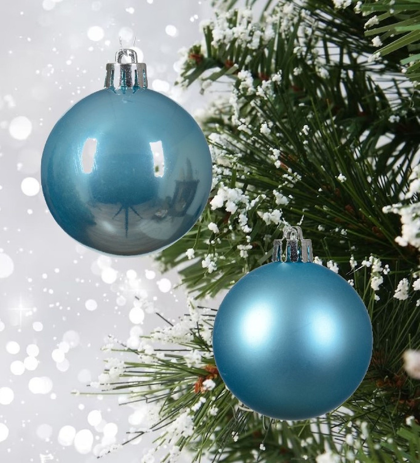 48 Sugar Blue Baubles Shatterproof Christmas Tree Hanging Decorations 6cm