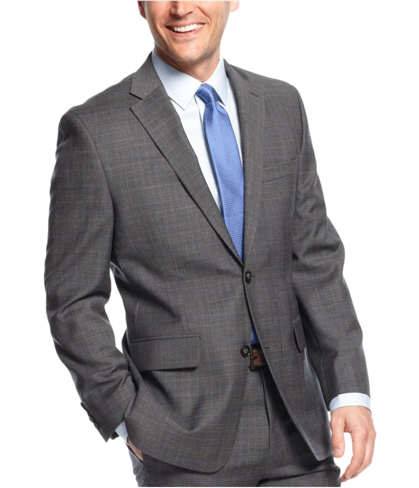 Мужской клетчатый блейзер на двух пуговицах Greg Norman, серый, длина 44 см