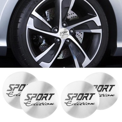 4PCS American Flag Wheel Hub Center Caps Stickers, 2.22 inches, SPORT Silver 
