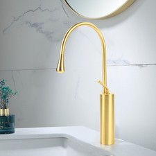 Neu Gold Waschtischarmatur Hoch Wasserhahn Bad Waschbecken Einhandmischer Design