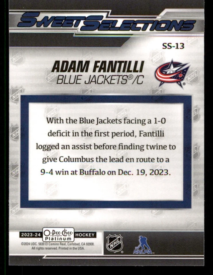 2023-24 O-Pee-Chee Platinum Sweet Selections #SS13 Adam Fantilli - Image 2 of 2
