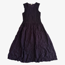 ALQUEMA Dark Purple Avant Garde Textured Crinkle Sleeveless Pocket Dress