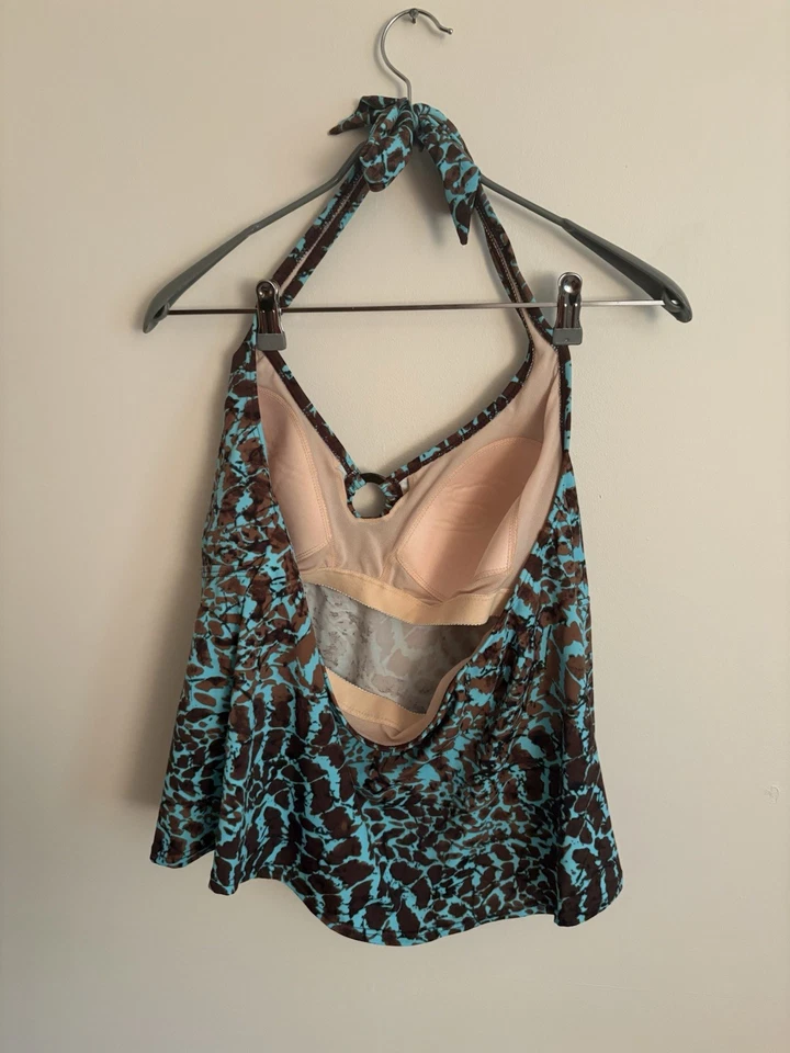 Maiô Mossimo Feminino Top Plus Size 24W Azul Marinho Marrom Halter J3 - Imagem 4 de 4