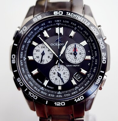 Mens JAPAN SOLAR TITANIUM ALARM CHRONOGRAPH Watch CASIO 