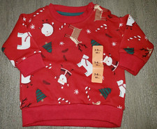 boys girls NEW NWT red CHRISTMAS SWEATSHIRT TOP santa snowman 3-6 MONTH trees  