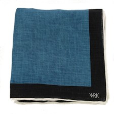 WRK Mens Teal Black COLORBLOCK Linen Pocket Square NEW