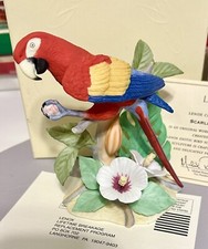 Lenox Scarlet Macaw Bird Fine Porcelain Tropical Parrot Hibiscus Sculpture NIB