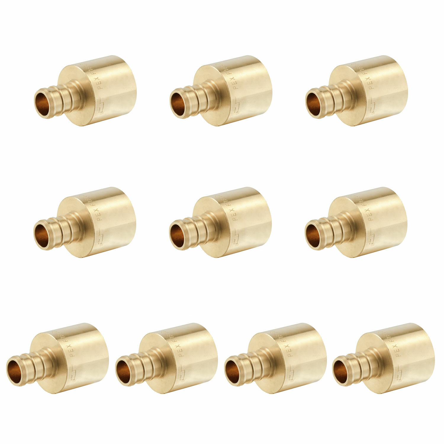 10 PIECES Pex 1/2"  X 3/4" FEMALE SWEAT ADAPTERS BRASS CRIMP FITTINGS (No Lead)