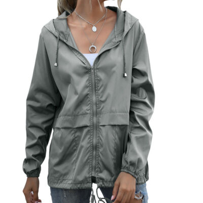 Women Rain Coat Lightweight Hooded Long Raincoat Outdoor