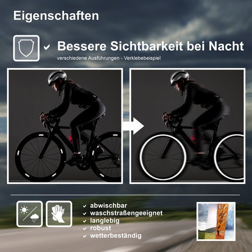 Reflex Aufkleber Set schwarz Schutz Reflektoren für Motorrad Helm Fahrrad E-Bike - Picture 10 of 11