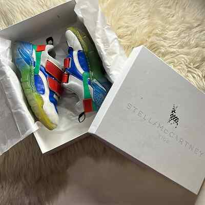 STELLA MCCARTNEY White Logo double strap Trainers kids size 30 6 years used