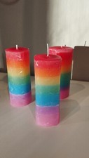 Kerze Stumpenkerze Regenbogenfarben Rainbow Pride LGBTQ Bunt gestreift Handmade 