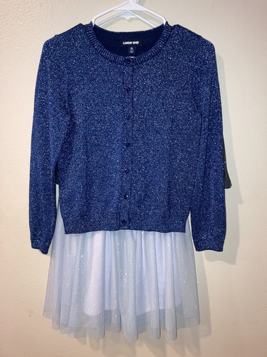 Holiday Blue Tulle Dress By Lilt And Lands End Sweater Sizes 10/12 - Picture 2 of 6