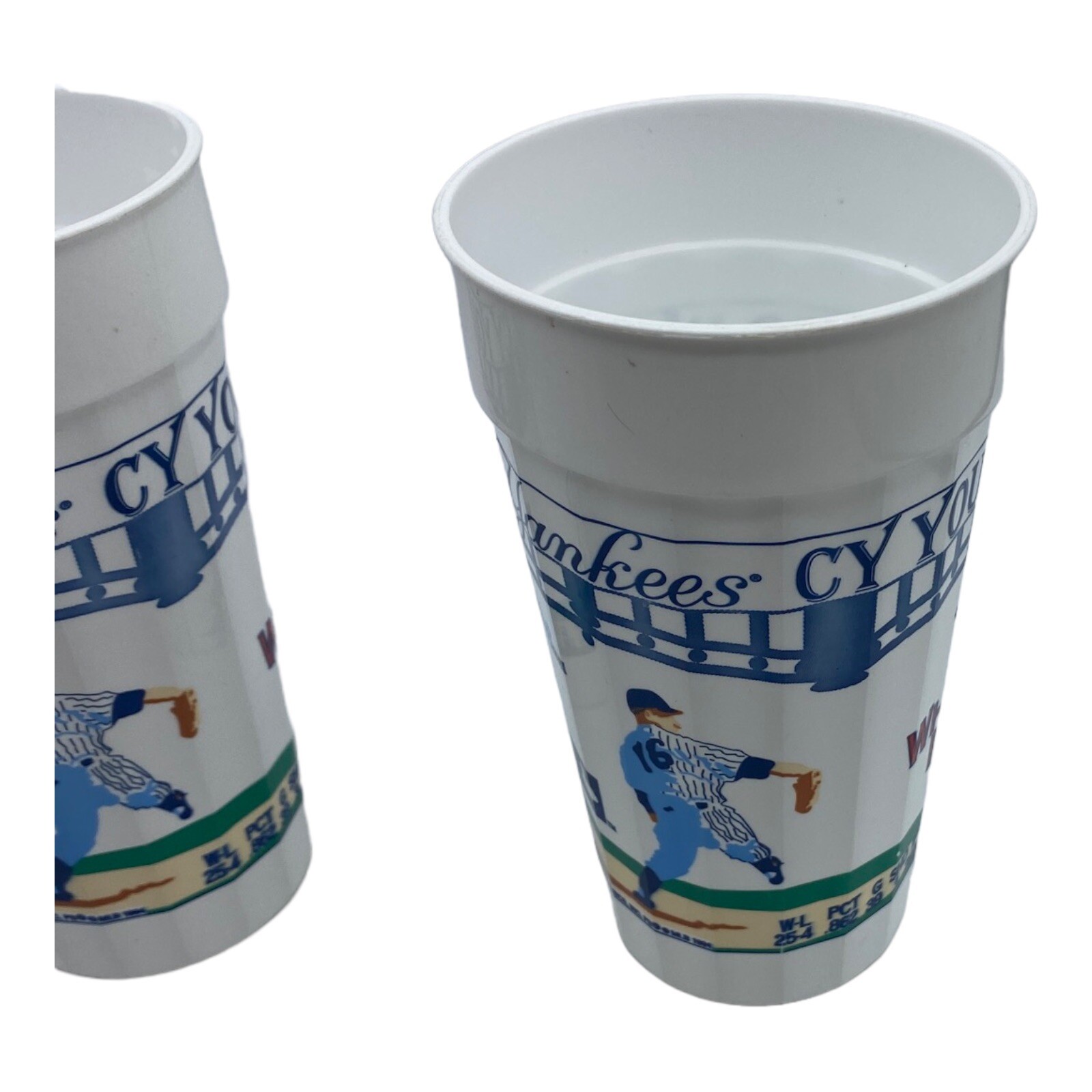 Lot Of 2 1994 New York Yankees Plastic Cups Cy Young Awards Whitey Ford