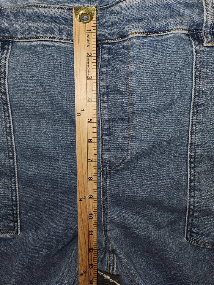 Pantalones Cortos Para Mujer Ava & Viv 18W Denim Corte Elastizados Deshilachados Hipster Preppy Foto 4 de 4