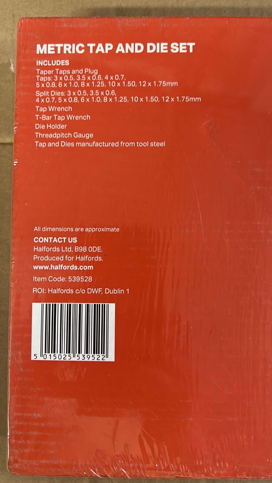 Halfords 28 piece Metric Tap & Die Set taper tap plug new high quality