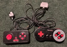 Retro Bit NES & Retro Duo SNES Black & Red  Wired Controllers