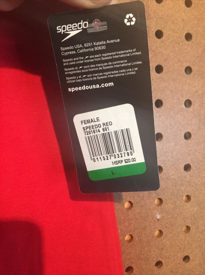 NUEVO CON ETIQUETAS Para mujeres Speedo Atlética Camiseta sin Mangas Roja Natación Logo Grande Mediana Foto 4 de 4