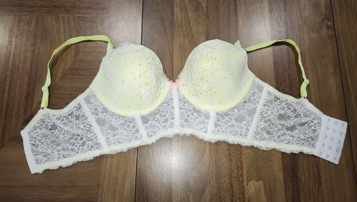 Victoria Secret Bra 36D Dream Angels Lined Demi Underwired Yellow