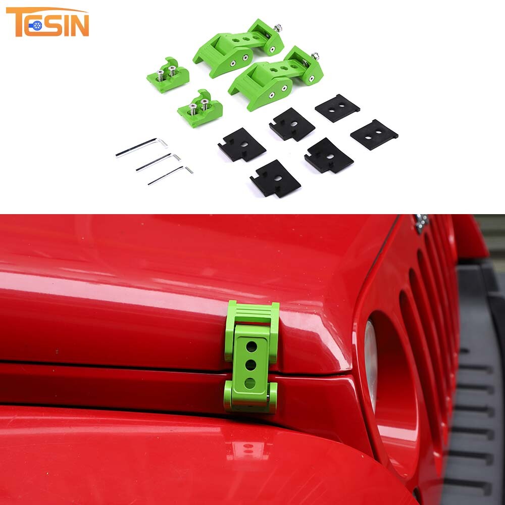 2x Green Hood Latches Hood Lock Catch Latches Kit For Jeep Wrangler JK JL JT 07+