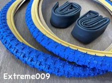 PAIR of 20" BMX Bicycle COMP3 Blue Gumwall MX3 Tires & Tubes 20X1.75